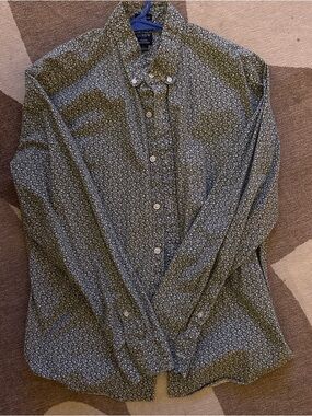 J. Crew Men's Olive Green Floral Button-Up Shirt